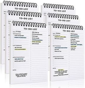 To Do List Notepad 6 Pack: Has Multiple Functional Sections - 5.2 x 8" 35 Sheets - Spiral Daily Planner Notebook - Task CheckList Organizer Agenda Pad for Work, Note and Todo Organization