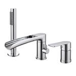 TapLong Waterfall Roman Tub Faucet with Hand Shower, Widespread Deck Mount Bathtub Faucet with Sprayer, Single-Handle 3-Holes Bathtub Shower Faucet Set in Chrome, 03119CH