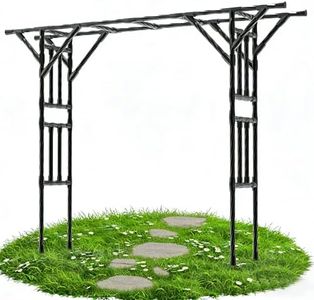 Trellume Garden Arch Trellis - 141.7" L×106.3" H Extra Large Flat Top Arbor Trellis with Coated Steel Pipe, Trellis for Climbing Plants Outdoor, Heavy Duty Abor Archway for Wedding Decor(25MM Pipe)