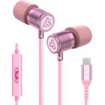 Ludos ULTRA USB C Headphones, 5 Years Warranty, Magnetic USB-C Earbuds for iPhone 16 15 Pro Max Plus Samsung Galaxy S23 Ultra S22 S21 FE S20 Z Flip 3 Fold 4 A53 A54, USB Type C Earphones - Pink