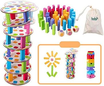 Surplex Juego de apilamiento de Torres de Madera Torre de Pisa Bloques de construcción Juego de dominó Habilidades motoras Finas con Dados Juegos de Fiesta de la Familia Montessori Juegos de Navidad