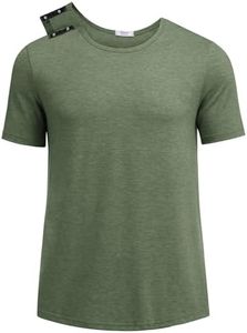 Deyeek Unisex Post Surgery Shirt Open Back Hospital Shirts for Men Tear Away Snap Surgical Tops Soft Adaptive Clothing, Army Green