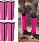 LOLEDE Fly Boots for Horses Set of 4 Breathable Textilene Mesh Horse Fly Boots with Stable Support & UV Protection, Comfortable Equine Boots, Reduces Stomping, Leg Fatigue & Hoof Damage(Magenta)