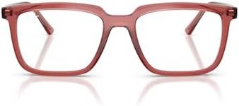 Ray-Ban RX7239 Alain Rectangular Prescription Eyewear Frames, Transparent Red/Demo Lens, 52 mm