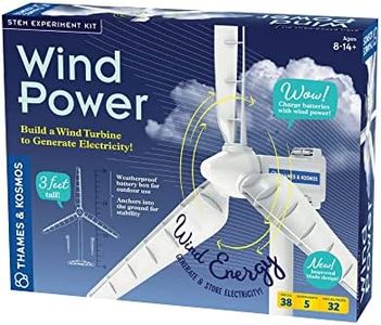 Thames & Kosmos Wind Power V4.0 STEM Experiment Kit | Build a 3ft Wind Turbine to Generate Electricity | Learn About Renewable Energy & Power a Small Model Car | Weatherproof for Outdoor Use