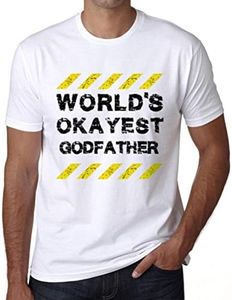 One in the City Men's Graphic T-Shirt Worlds Okayest Godfather Eco-Friendly Limited Edition Short Sleeve Tee-Shirt Vintage Birthday Gift Novelty White 4XL