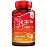 Raw Apple Cider Vinegar 1650MG with The Mother - High Strength - 180 Vegan Capsules (Not Tablets) - Boosted with Turmeric, Black Pepper & Ginger - Perfect for Keto Diet - Made by Nutravita