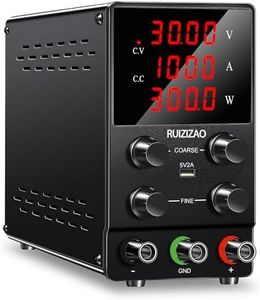 RUZIZAO DC Power Supply Variable, 30V 10A Adjustable Regulated Switching Lab Bench Power Supply with 5V/2A USB Port, Coarse and Fine Adjustments, High Precision 4-Digital Display（AC 240V）