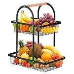 DODUOS 2 Tier Fruit Basket, 2 Tier Fruit Bowl Detachable Metal Fruit Holder, Countertop Metal Fruit Basket for Snacks Fruit Vegetables, Portable Modern Fruit Storage Rack