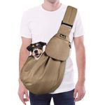 SlowTon Pet Carrier, Dog Cat Hand Free Sling Waterproof Shoulder Bag Adjustable Padded Shoulder Strap Tote Bag with Front Pocket Safety Belt Travel Puppy Carrier for Dogs Cats Walking Daily Use