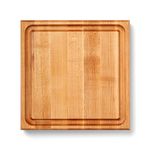 John Boos CB Series Square Wooden Maple Cutting Board 12”x12” – 1.75” Thick, 7-lb Reversible Butcher Block with Juice Groove, Edge-Grain & Finger Grips – Made in the USA
