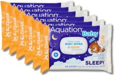 Aquation Baby XL Sleepy Wipes – Extra Large 12.5x7.5” Lavender Scented Wipes with Vitamin E & Chamomile – Hypoallergenic, Dermatologist Tested, pH Balanced Gentle Care (50 CT, 6 Pack, 300 Total)