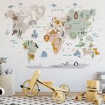 Tipi Tipi Tap Educational World Map Wall Stickers for Kids Baby Girl Wall Stickers for Kids Room Bedroom Bathroom Playroom Nursery Living Room D�cor Wall Art Nursery Kids Room Decoration Boho