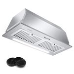 AMZCHEF Range Hood Insert 30 Inch, Stainless Steel Range Hood 900 CFM, Built-in Vent Hood with 3-Speed Exhaust Fan DC Motor Button Control LED Light Strip Dishwasher-Safe Filters,2*Filter carbon box