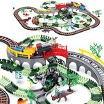 SOFTIES Toy Train with Track Set - Train Toys for Kids 5 Years & Up - Includes Car Racing Track for Kids, Dinosaur Toys for Kids 7 Years & Older - Ideal Train Set for Boys 7-14 Years