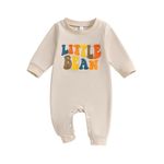 Geagodelia Newborn Baby Boy Little Bean Baby Grow Long Sleeve Baby Romper One Piece Outfit Cotton Autumn Winter Clothes for Babies (Beige, 0-3 Months)