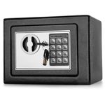 Flexzion Digital Safes Box 9", Security Safe Boxes, Electronic Keypad Lock Cabinet Storage for Gun Money Cash Jewelry Passport Valuables Wall Hotel Home Office Business with 2 Keys - Black