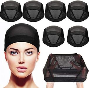 Tatuo 5 Pack Dome Caps Stretchable Wigs Cap Spandex Dome Wig Caps for Men Women (Clear Black)