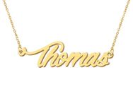 18k Gold Plated Thomas Name Necklace Stainless Steel Mother Son Familys Jewelry for Birthday