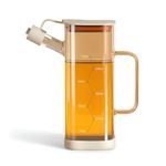 HomeEssentials 750ml Glass Oil Dispenser with Leakproof Lid | High Borosilicate Glass Construction | Kitchen Jar with Capacity Markings | Leak-Resistant Jar for Oil, Soy Sauce, Vinegar & Seasonings