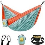 Wise Owl Outfitters Kids Hammock - Small Camping Hammock, Kids Camping Gear w/Tree Straps and Carabiners for Indoor/Outdoor Use, Cloud Blue & Tangerine