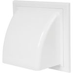 Awenta 6'' Inch / 150 mm Exhaust Hood Vent - White ABS Plastic - Non Return Valne/Backdraft Damper - Dryer Opening, Exhaust Opening, External Ventilation Cover - Outdoor Air Vent Cap - Duct Cover