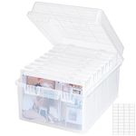 Lifewit Photo Storage Box 5x7 5R Photo Case, 9 Inner Photo Keeper, Clear Photo Boxes Storage, Seed Organiser, Craft Storage Box for Cards Pictures Stamps Office Supplies with 1 Sheet Label Sticker