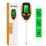 Justmetr 5 in 1 Soil PH Meter, Soil Tester Moisture, Digital Plant Thermometer Test, Moisture Meter Light and PH Tester for Plants, Gardens