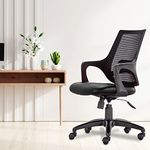 HOF® F504 Ergonomic Mid Back Office Desk Chair with Soft Seat, Mesh Back with Fixed Arm Rest, Adjustable Height, Rolling Swivel and Lumber Support - Black