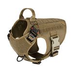 ICEFANG GN1 Tactical Dog Harness for Medium Sized Dogs,2X Metal Buckle,Working Dog MOLLE Vest with Handle,No Pulling Front Leash Clip (M (Pack of 1), Brown)