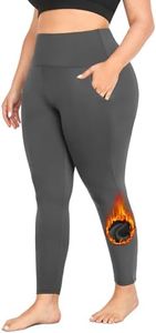 MOREFEEL Plus Size Leggings Fleece Lined with Pockets for Women-XL-4XL Thermal Winter Tummy Control Workout Yoga Pants, 05 Fleece Dark Grey, XX-Large