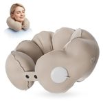 HANNEA® Inflatable Travel Pillow for Airplane, Soft Velvet Inflatable Travel Neck Pillow for Airplanes, Train, Car, Home and Office