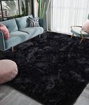 Tauhid Carpet Handwoven Super Soft Modern Shag Area Silky Smooth Rugs Fluffy Rugs Anti-Skid Shaggy Area Rug,Bedroom Carpet 3X5 Feet Black