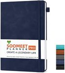 Soomeet Lined Journal Notebook, 200 Pages, Leather Hardcover Notebooks, A5 College Ruled Thick Classic with Pen Loop Notebook Journals for Writing, for Women Men Office School, 5.75'' X 8.38'', Blue