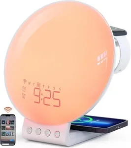 Dekala Smart Sunrise Alarm Clock with Wireless Charging for iPhone 14 13 12 Apple Watch AirPods Samsung, White Noise Sleep Sounds Machine, Nursery Night Light for Heavy Sleeper Kid