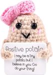 VidFair Mini Funny Positive Gift Potato 3 Inch Handmade Crochet Cute Wool Knitted Emotional Support Potato Doll Cheer up Good Luck Gifts for Family Friend New Year Birthday Party Office Decor