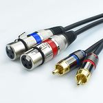 Mugteeve Dual XLR Female to Dual RCA Male Phono Cable Adapter, 5 Feet Balanced 3pin XLRF to Unbalanced RCA Speaker Cable, Gold Plated, OFC Shielded, Noise-Free, for Mixer, Subwoofer, Amplifier