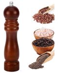 TCCO ENTERPRISE Wooden Salt and Pepper Grinder with Adjustable Ceramic Rotor Mixer Burr Mill, Salt & Spice Storage Crusher for Home Kitchen Use & Grinder/Crusher/ Shaker with Adjustable Coarseness Pepper Mill Shaker and Salt Grinders ( 8 Inch-Dark Brown)