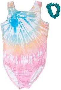 Destira Sugar Rush Gymnastic Leotard for Girls, Pastel Tie-Dye Super Soft Leo, Matching Scrunchie Included Child X-Large (12)