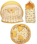 Infantbond Cotton Sleeping Essential Reversible Nest Mattress With Net Carry Bag For Baby (0-6 Months, Lemon Yellow)