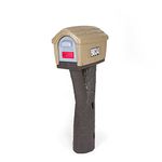 Simplay3 Rustic Home Plastic Residential Cabin Mailbox & Post Mount Combo Kit with 2 Access Doors - Sandstone