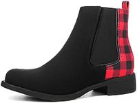 GLOBALWIN Women's Ankle Boots for Women Booties for Women Low Heel, 21yy09black/Red, 6.5