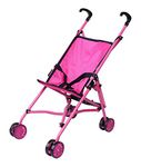 Precious Toys 0128A Hot Pink Umbrella Doll Stroller, Black Handles and Hot Pink Frame