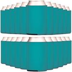 TahoeBay Blank Beer Can Cooler Sleeves (50-Pack) Bulk Sublimation Blanks for Vinyl Plain Collapsible Foam Can Sleeves Coolers Soda Cans and Bottles Custom Drink Assorted Solid Color (Teal)