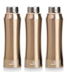 Speedex Water Bottles Stainless Steel Water Bottle 1 Litre For School Boys Girls Gym Office Home, Leakproof, Rust Free (Steel Cap, Copper Gold, Set of 3, 1 Litre)