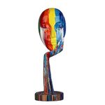 Simple Creative Colorful Women Face Art Statue Thinker Lady Sculpture Abstract Characters Crafts Ornaments Home Office Bedroom Living Room Study Room Studio Decorations (Large 15.3x4.9x4.9in)