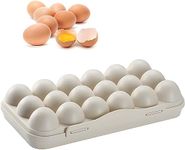 KEDY Plastic Egg Holder, 18 Egg Storage Tray, Lidded Egg Container for Fridge/Freezer, Stackable Egg Tray With Lid, Egg Storage Box Carrier, BPA-Free Fridge Organizer Egg Storage Container (Cream)