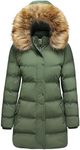 WenVen Women's Winter Knee Length Puffer Coat Parka Jacket with Hooded (Army green,S)