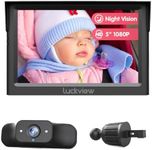Luckview BM1 Baby Car Camera with Air Vent Clip, 5'' 1080P Monitor with IR Night Vision, 3X Zoom for Back Seat Rear Facing, 5 Mins Easy Installation
