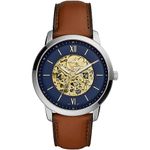 Fossil Watch for Men Neutra Auto, Mechanical Automatic Movement, 44 mm Silver Stainless Steel Case with a Leather Strap, ME3160